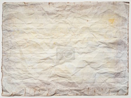 Photo for Crumpled paper sheet for musical notes, texture background - Royalty Free Image