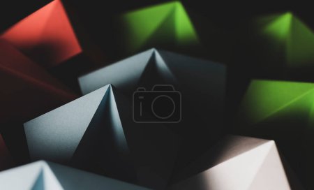 Photo for Geometric shapes made colorful paper, abstract - Royalty Free Image
