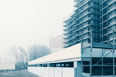 Photo for Construction site, building under construction, foggy - Royalty Free Image