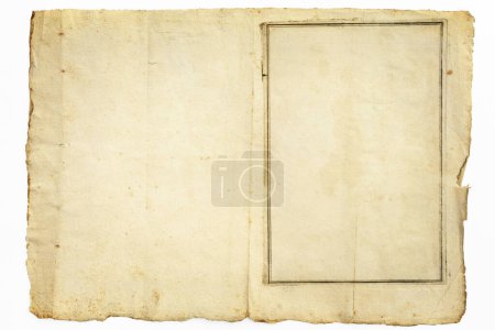 Téléchargez les photos : Pages blanches de l'ancien livre avec cadre, isolées sur blanc - en image libre de droit