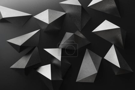 Foto de Composición con formas geométricas hechas de papel, abstracto en blanco y negro - Imagen libre de derechos