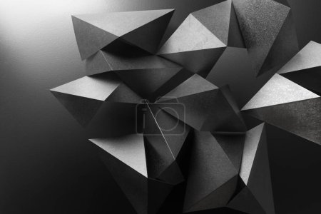 Foto de Composición con formas geométricas hechas de papel, abstracto en blanco y negro - Imagen libre de derechos