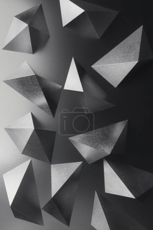 Photo for Composition with geometric shapes made paper, black and white abstract - Royalty Free Image