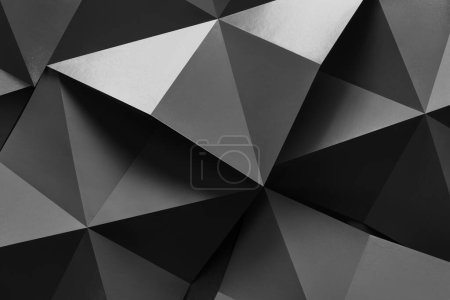 Foto de Formas poligonales en blanco y negro, fondo abstracto - Imagen libre de derechos