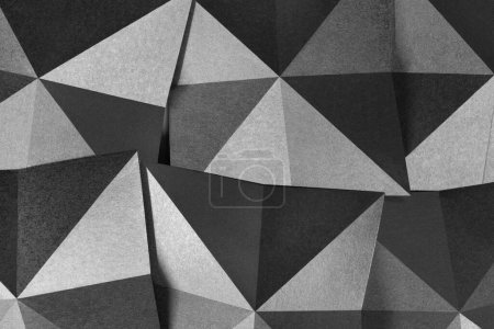Téléchargez les photos : Formes géométriques du papier en noir et blanc, texture granuleuse - en image libre de droit