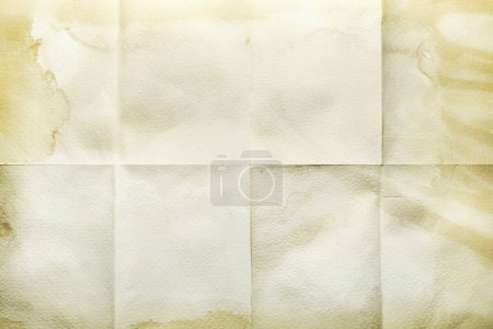 Photo for Empty sheet folded in eight, old paper with stained edges - Royalty Free Image