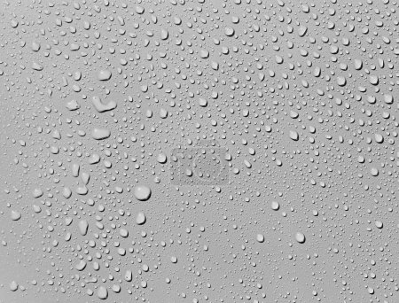 Foto de Gotas de agua sobre una superficie gris, fondo - Imagen libre de derechos
