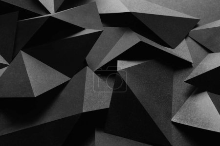 Foto de Composición oscura con formas geométricas negras, fondo abstracto - Imagen libre de derechos