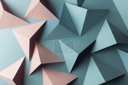 Téléchargez les photos : Formes géométriques rose et bleu clair, fond de texture de papier - en image libre de droit
