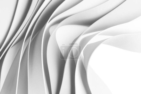 Foto de Elementos curvos sobre fondo blanco, ondas de rayas, ilustración 3d - Imagen libre de derechos