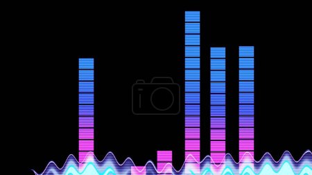 Photo for Audio levels wave chart and graph illustration black background - Royalty Free Image