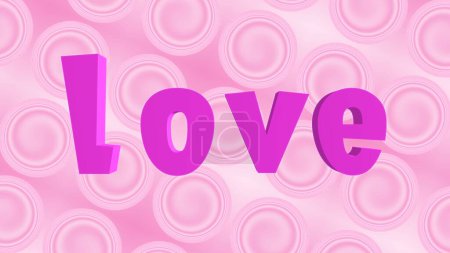 Foto de Amor escrito en círculos pastel rosa formas fondo ilustración banner concepto - Imagen libre de derechos