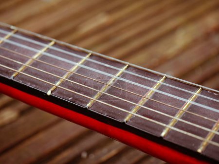 Photo for Classical guitar strings and frets medium shot selective focus - Royalty Free Image