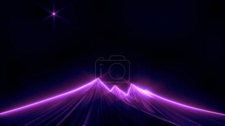 Mountain peaks against night sky with twinkling stars illustration 