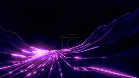 Escena de paisaje de fantasía futurista púrpura flotando en la ilustración del concepto de espacio 3d