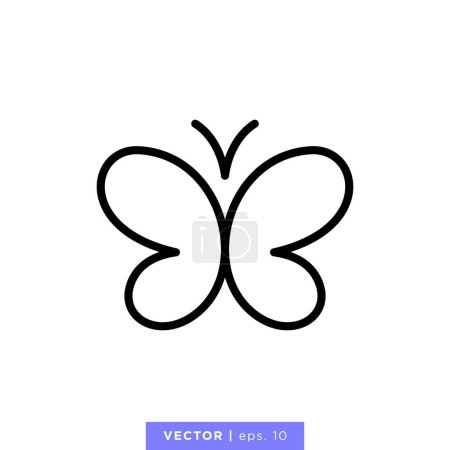 Illustration for Butterfly icon vector illustration design template. Editable stroke. - Royalty Free Image