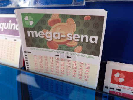 Photo for Minas Gerais, Brazil - October 06, 2022: Mega Sena Caixa lottery tickets - Royalty Free Image