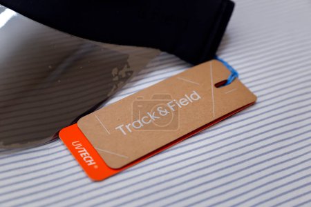 Photo for Sao Paulo, Brazil - May 01, 2024: Track and Field brand product label - Royalty Free Image