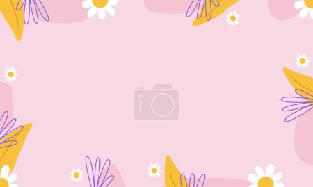 Abstract organic shapes trendy background with daisy flowers
