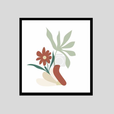 Single large hand drawn flower and organic shapes wall art. Single wall decor for home decorations. Good for art deco, wall print, wall decorations and wallpaper.