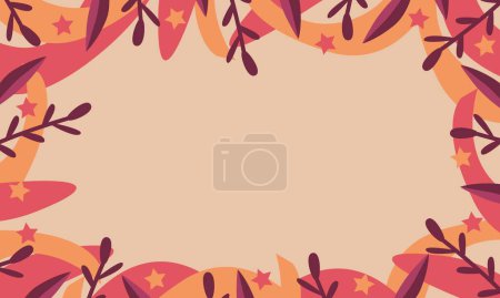 Abstract organic shapes and hand drawn leaves trendy background with copy spaces