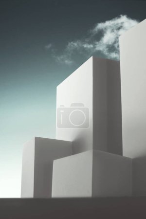 Téléchargez les photos : Illustration 3D de bâtiments minimaux blancs - en image libre de droit