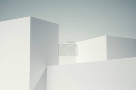 Téléchargez les photos : Illustration 3D de bâtiments minimaux blancs - en image libre de droit