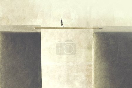 Téléchargez les photos : Homme atteignant le pont de l'autre côté - en image libre de droit