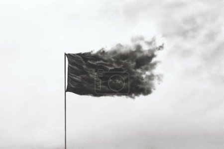 Téléchargez les photos : Illustration du drapeau noir surréaliste, concept abstrait sombre - en image libre de droit