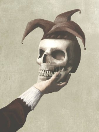 Ilustración de Shakespeare Hamlet para ser o no ser, concepto surrealista