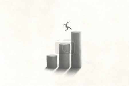 Téléchargez les photos : Illustration du grand saut pour atteindre le sommet, concept de succès - en image libre de droit