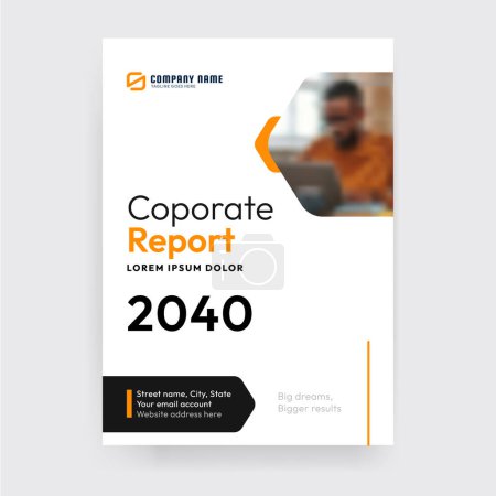 Elegant minimal black and orange annual corporate report template
