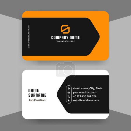 Elegante plantilla mínima de tarjeta de visita en negro y naranja