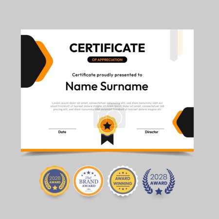 Elegant minimal black and orange diploma template