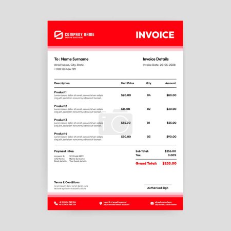 Red Gradient Invoice Template