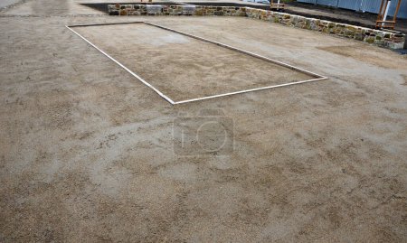 Photo for It is recommended to demarcate the playground behind the area of loss with wooden barriers, telegraph poles, sleepers, wooden barriers are better than concrete ones. Better cushions ball impacts. - Royalty Free Image