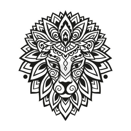 Ilustración de Lion Mandala zen. Vector zen elemento decorativo. Libro para colorear para adultos León. Fantasía adornada estilo boho, zodíaco Leo - Imagen libre de derechos