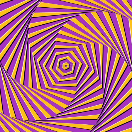 Illustration for Optical illusion Design. Moving visual hypnotic optic art. Vector illustration. Decorative hippie style, hallucination, psilocybin. 60s, 70s - Royalty Free Image