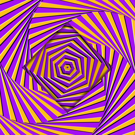 Ilustración de Diseño de ilusión óptica. Arte óptico hipnótico visual en movimiento. Ilustración vectorial. Estilo hippie decorativo, alucinación, psilocibina. 60, 70 años - Imagen libre de derechos