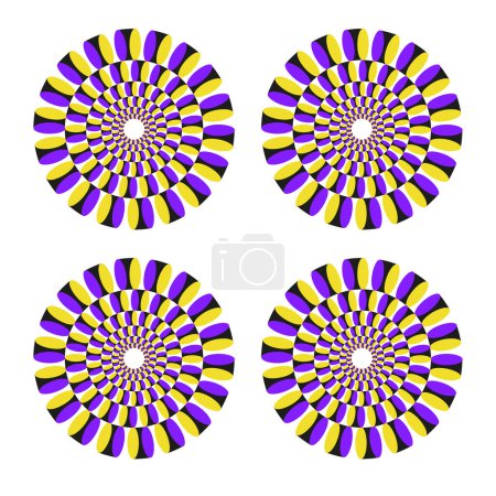Ilustración de Ilusión óptica patrón sin costura. Arte óptico hipnótico visual en movimiento. Ilustración vectorial. Estilo hippie decorativo, alucinación, psilocibina. 60, 70 años - Imagen libre de derechos