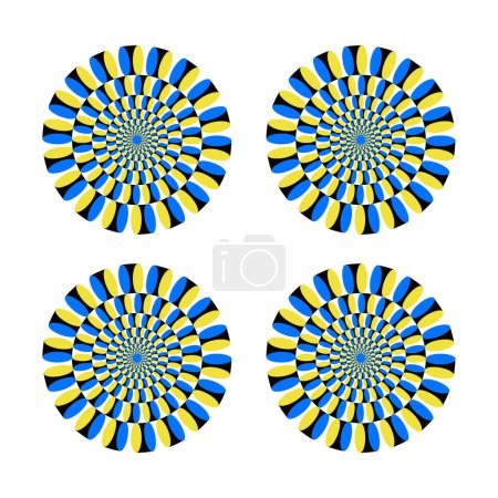 Illustration for Optical illusion seamless pattern. Moving visual hypnotic optic art. Vector illustration. Decorative hippie style, hallucination, psilocybin. 60s, 70s - Royalty Free Image