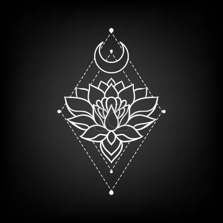 Téléchargez les illustrations : Bel art mandala lotus dans le style zen boho est parfait pour un logo de yoga. Vous pouvez utiliser cet art pour créer un logo qui représente la paix, la tranquillité et la pleine conscience - en licence libre de droit