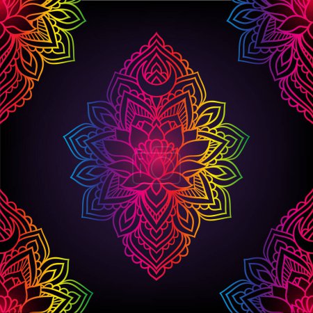 Illustration for Beautiful lotus mandala art in zen boho style is perfect for a yoga logo. You can use this art to create a logo that represents peace, tranquility, and mindfulness. - Royalty Free Image