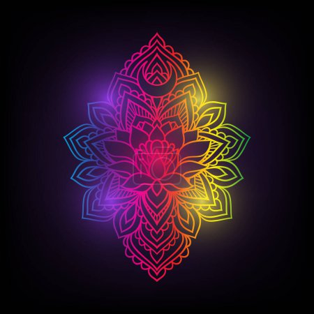 Beautiful lotus mandala art in zen boho style is perfect for a yoga logo. You can use this art to create a logo that represents peace, tranquility, and mindfulness. hippie for decoration