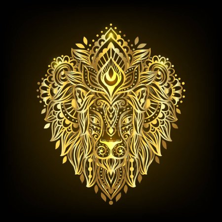 Illustration for Lion mandala head. Vector illustration. Flower Ethnic drawing. Decorative Lion animal in Zen boho style. Boho, hippie for decoration - Royalty Free Image