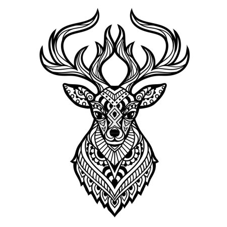 Ilustración de Mandala de ciervos. Ilustración vectorial. Animal salvaje esotérico, espiritual en estilo boho zen. página para colorear - Imagen libre de derechos