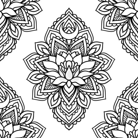 Téléchargez les illustrations : Bel art mandala lotus dans le style zen boho est parfait pour un logo de yoga. Vous pouvez utiliser cet art pour créer un logo qui représente la paix, la tranquillité et la pleine conscience. - en licence libre de droit
