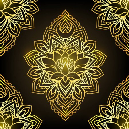 Ilustración de El arte del mandala de loto dorado en estilo zen boho es perfecto para un logotipo de yoga. Puede utilizar este arte para crear un logotipo que representa la paz, la tranquilidad y la atención plena. - Imagen libre de derechos