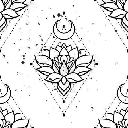 Téléchargez les illustrations : Bel art mandala lotus dans le style zen boho est parfait pour un logo de yoga. Vous pouvez utiliser cet art pour créer un logo qui représente la paix, la tranquillité et la pleine conscience. - en licence libre de droit