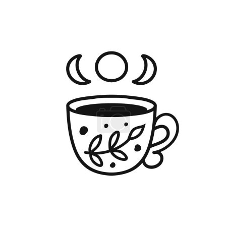 Téléchargez les illustrations : Une tasse de thé vert ou noir. Une tasse de café. Illustration vectorielle. La santé mentale. Style caniche - en licence libre de droit